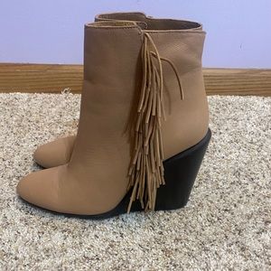See by Chloe tan fringe booties